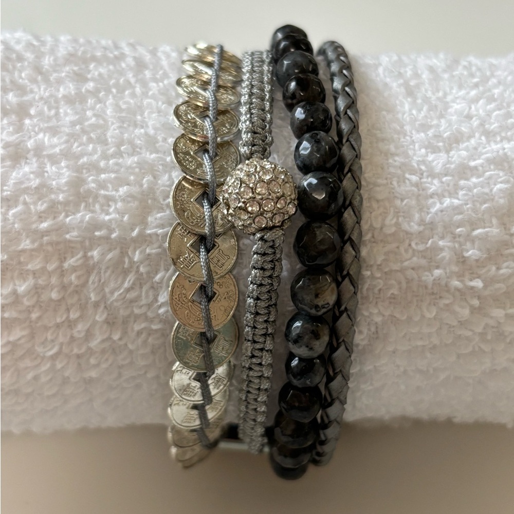 Victoria Emerson Silver and Black Layered Bracelet